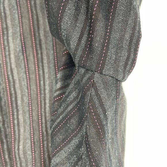 Dark Academia Striped Blazer Size 18 Floral Embroidery - Picture 13 of 16